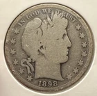 1898 S Barber Half Dollar 50c San Francisco Mint 90% Silver Circulated
