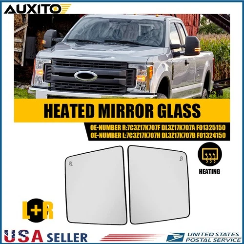 2X Towing Mirror Glass Heated Upper LH+RH For 2008-16 Super Duty F250 350 450 P