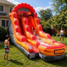 Commercial Inflatable 15ft Red Marble Blow Up Water Slide Bouncer And Blower