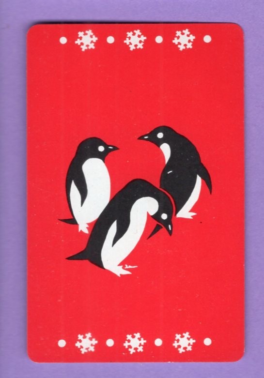 1 Single Swap Playing Card CUTE PENGUINS ARTIC BIRDS ANIMAL FUN ART MINT VINTAGE