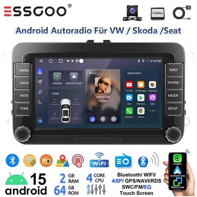 Android 15 Autoradio GPS Carplay für VW GOLF 5 6 Plus Polo Passat Touran +Kamera