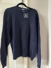 Polo Ralph Lauren Sweater Mens XL Navy Pullover Crewneck Cotton Wool Ships FREE