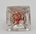 Vintage Art Glass Paperweight Orange Red In Clear Glass Pyramid 2" — photo 7