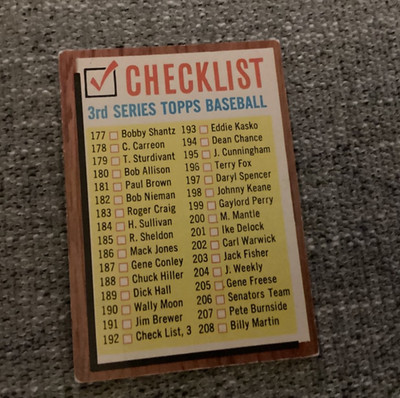1962 Topps - Check List, 3 #192 Comma after the Check List by #192, unmarked