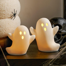 Halloween Decorations Light up Ghost Figurines Set of 2, White Floating Ghost St