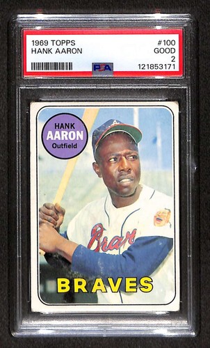 1969 Topps #100 Hank Aaron HOF  PSA 2 GOOD C105690