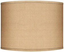 Hardback Drum Lamp Shade Woven Burlap Medium 15.5x15.5x11 Spider Harp and Finial