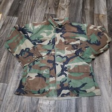 US Army Jacket Mens M Regular Woodland Camo Field Coat Hot Weather 90s