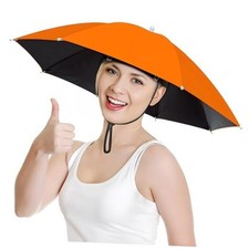 Fishing Umbrella Hat for Adults Women and Men-Lightweight Sun Orange/27"