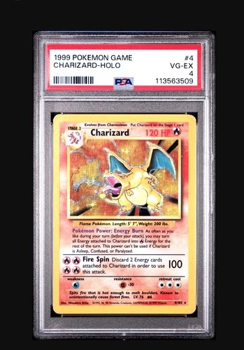 1999 Pokemon Base Set Unlimited Charizard Holo #4 PSA 4 VG-EX