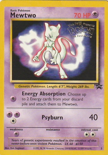 Pokemon 2x Mewtwo 70 HP Promo pokemon the first movie Moderately Played WOTC