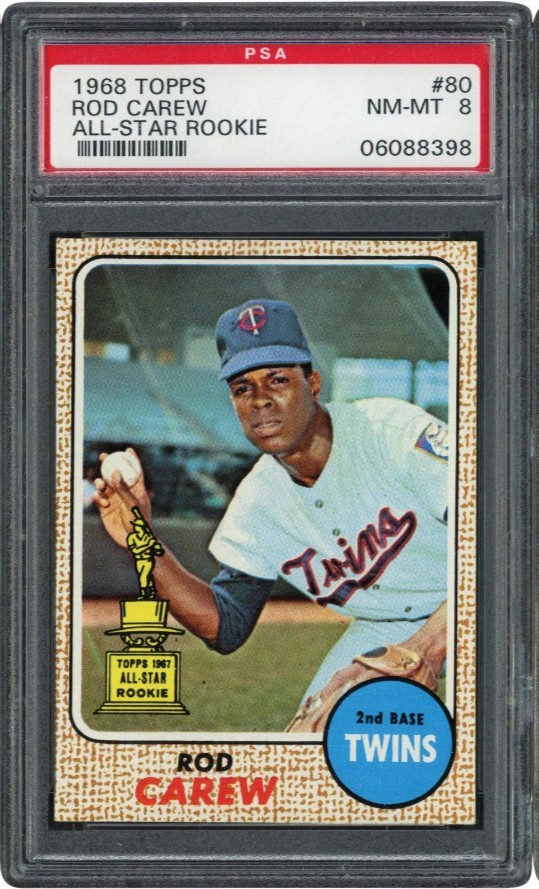 1968 Topps #80 Rod Carew - PSA NM-MT 8 - Minnesota Twins - CENTERED - VSCARDS
