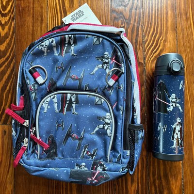School Disney Pottery barn STAR WARS BACKPACK Solo Jedi droid +Water Bottle   