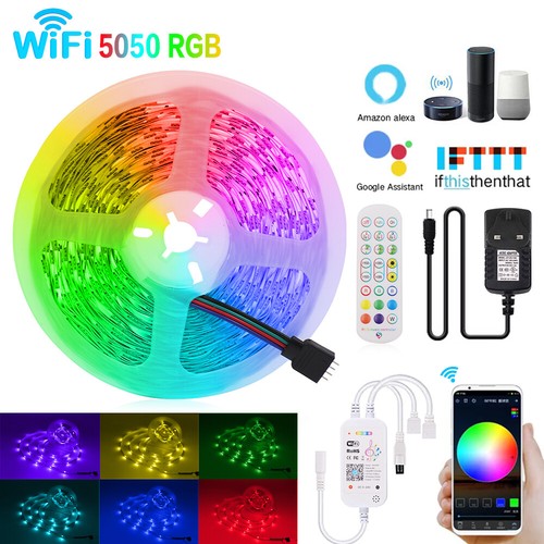 1-30M LED Strip Lights 5050 RGB WiFi Bluetooth Color Change Remote for Rooms Bar - Picture 3 of 17