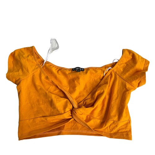 Bundle of crop tops large solid basics pink yellow magenta short sleeve halter - Picture 6 of 13