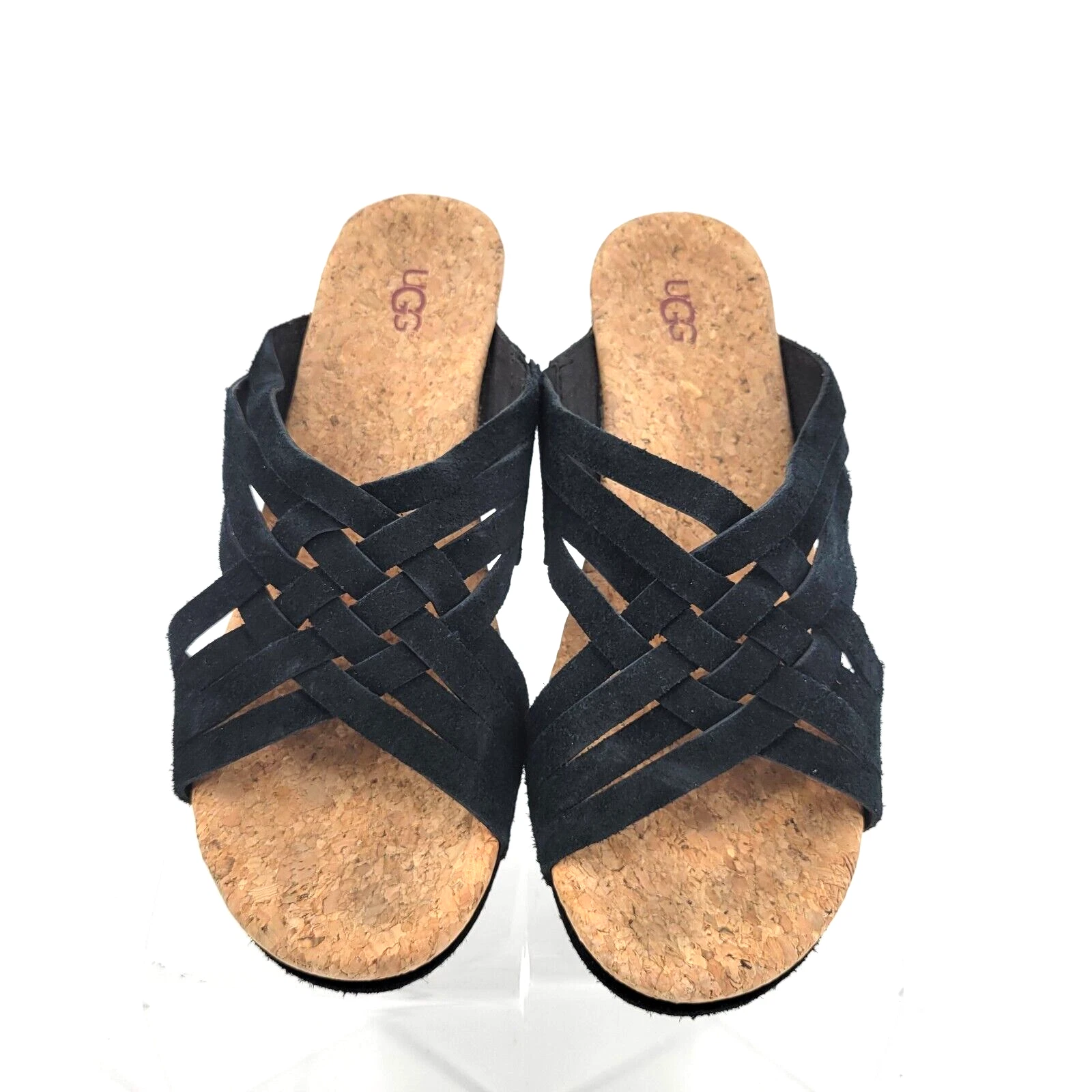 UGG Australia Lilah nero sandalo con zeppa donna 1019976 pelle scamosciata slip TG 9