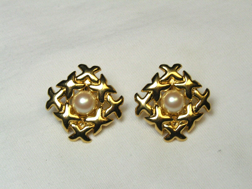 Monet Or Ton, Perle Synthétique à Clipser Boucles D'Oreilles - Photo 4 sur 7