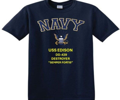 USS EDISON  DD-439 * DESTROYER*EAGLE SHIRT* NAVY OFFICIALLY LICENSED