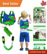 Toddler Leash - 4-in-1 Secure Safety Harness  Anti Lost Wrist Link - Blue