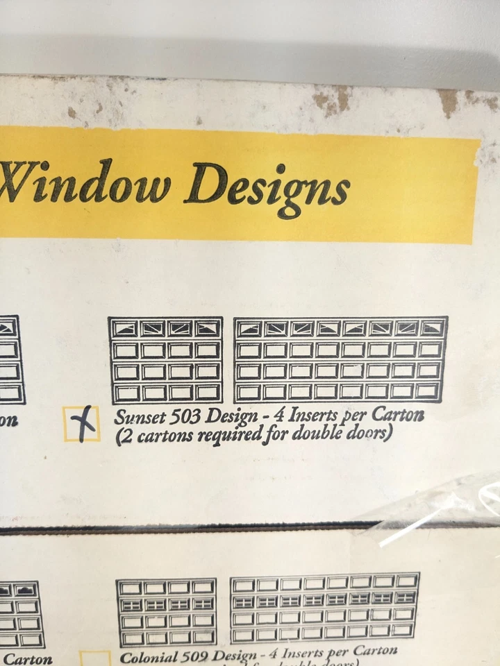 NUEVO CLOPAY Puerta de Garaje Decorativa Ventana Diseño Panel BLANCO PUESTA DE SOL 503 Insertos Foto 3 de 4