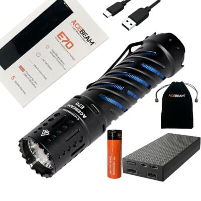 Acebeam E70 LED Flashlight 4600 Lmn 6500K w/21700 Battery and 20000mAh Powerbank
