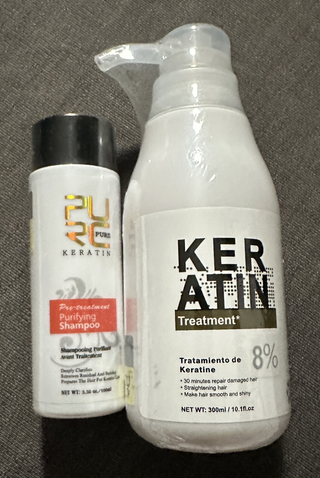 300ml 8% Curly Hair Care Keratin Straightener 100ml Purifying Shampoo Treatment