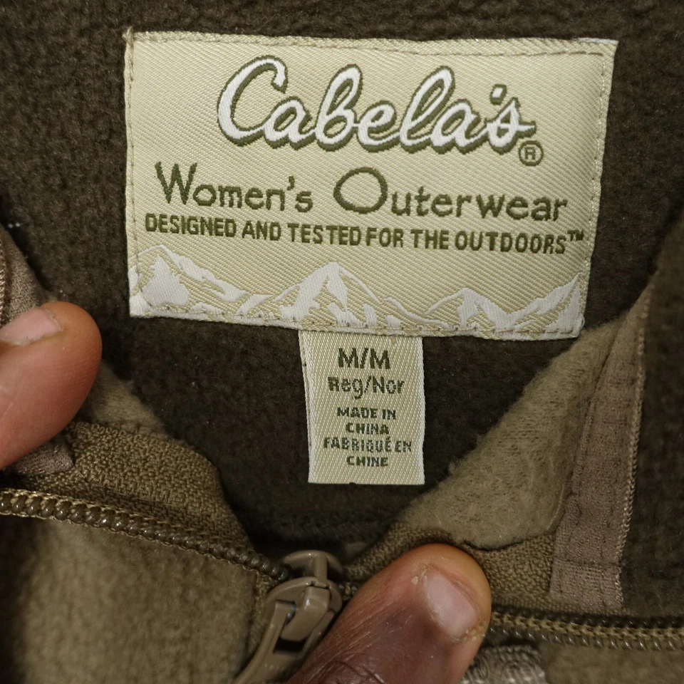 Cabelas Outerwear Fleece Vest Jackets Women Medium Brown Full Zip 100% Polyester - Image 2 of 4