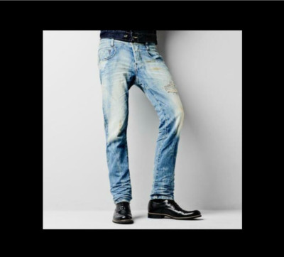 ,G-Star 'NEW RADAR SLIM' Med Aged Destroy Hack Denim Italian Made Jeans W30 L34