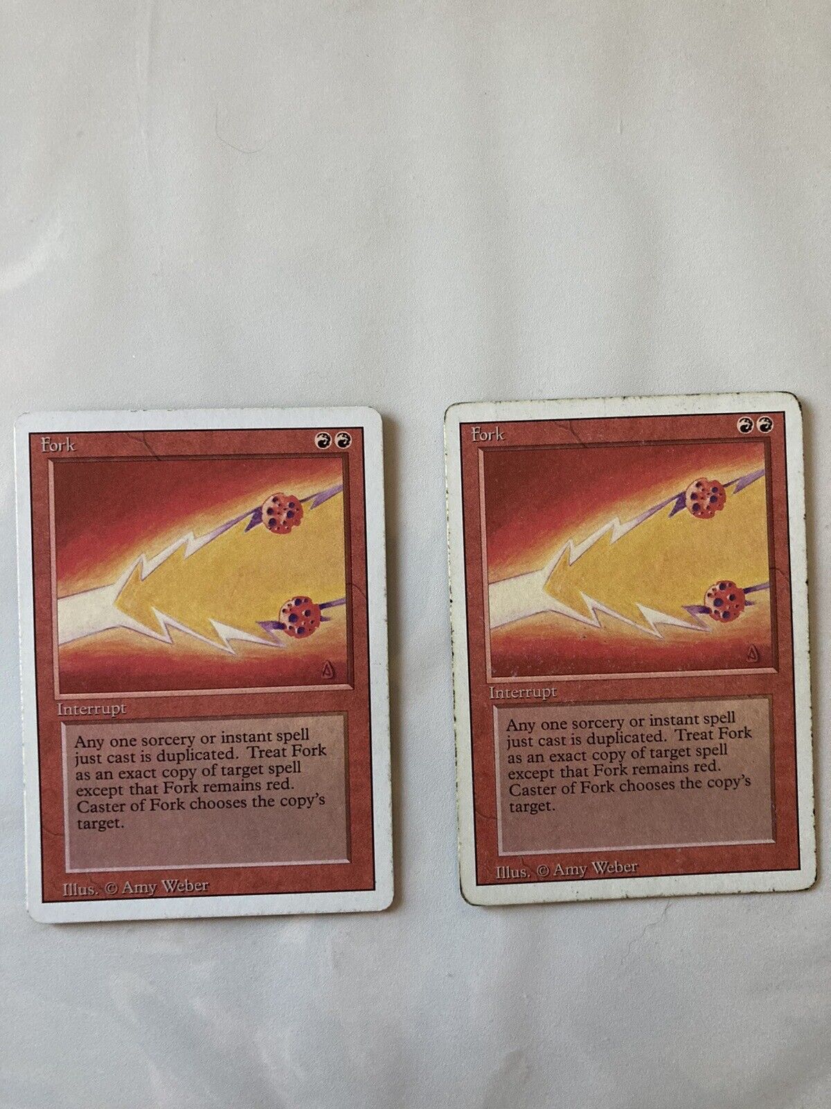 2X Mtg Fork Revised Edition Regular Rare One Played One Mint