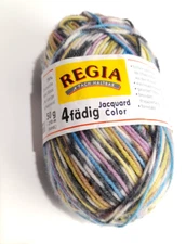Regia Sock Yarn #5294 Mix Color Wool Blend Self Striping Variegate 50g Italy