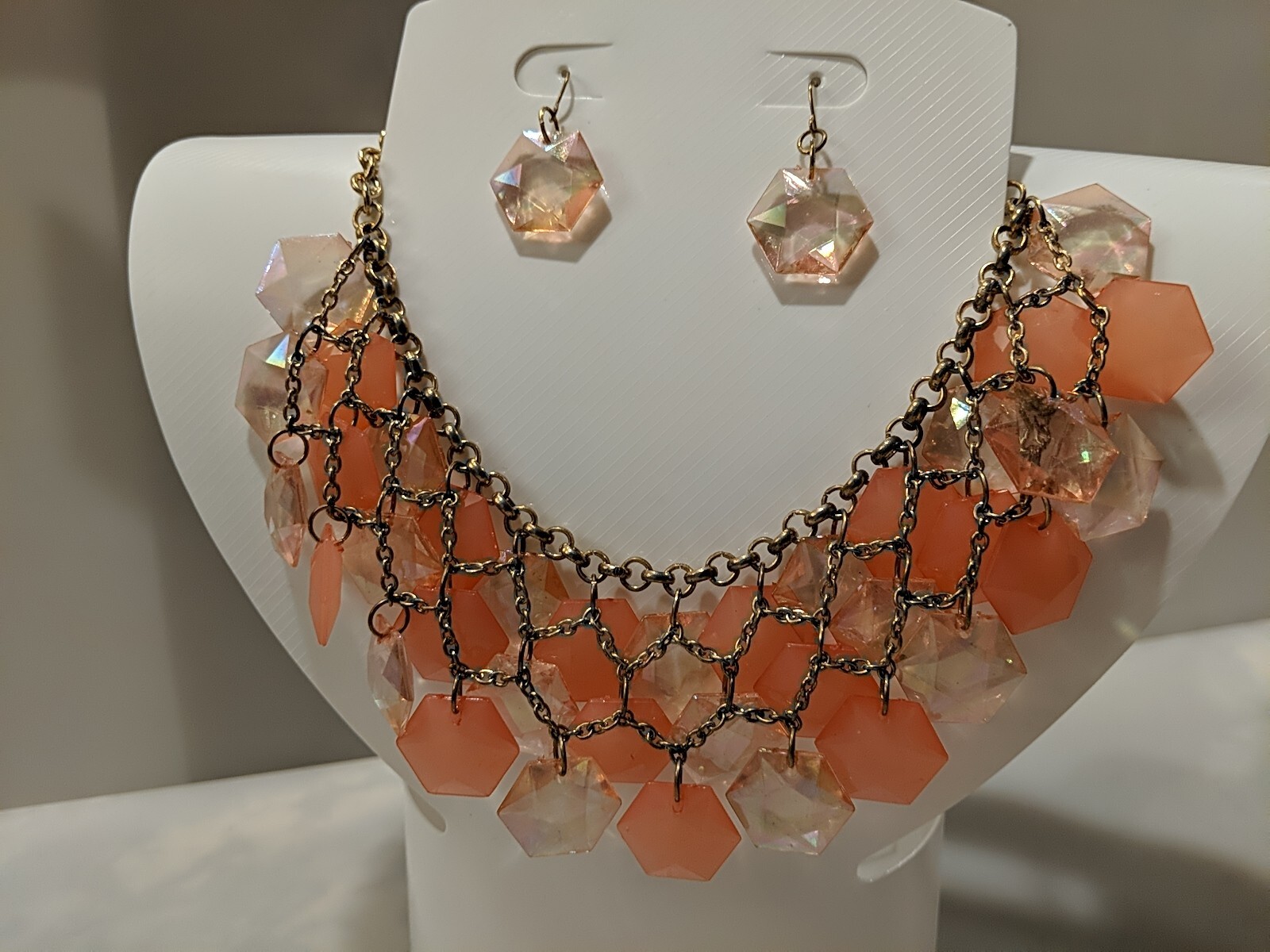 Two Rows Opaque Translucent Peach Pink Acrylic St… - image 5