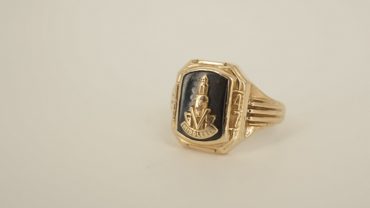 アクセサリー 30s vintage college ring 10k gold 14 Vintage Solid 10k White & Yellow Gold 1930 Class Ring - Size