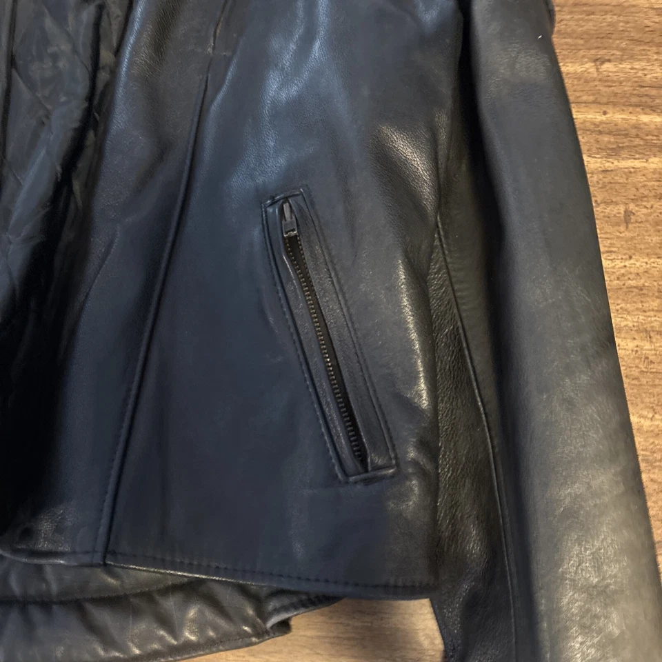 Chaqueta de cuero para mujer Kerr de cuero con inserto acolchado de invierno con aberturas talla 16, Foto 4 de 4