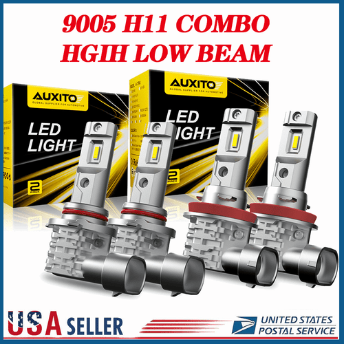 AUXITO 9005 H11 LED Headlight Kit Combo Bulb High Low Beam Xenon White 40000LM - Picture 10 of 10