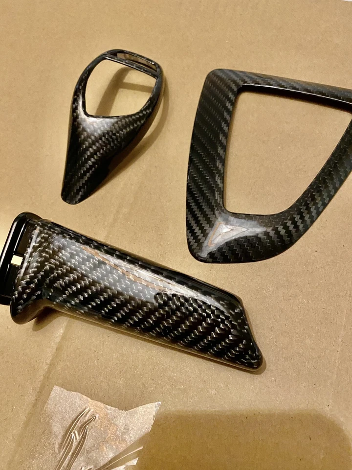 Freno de mano selector envolvente de fibra de carbono real para BMW M235i M240i F22 Foto 2 de 4
