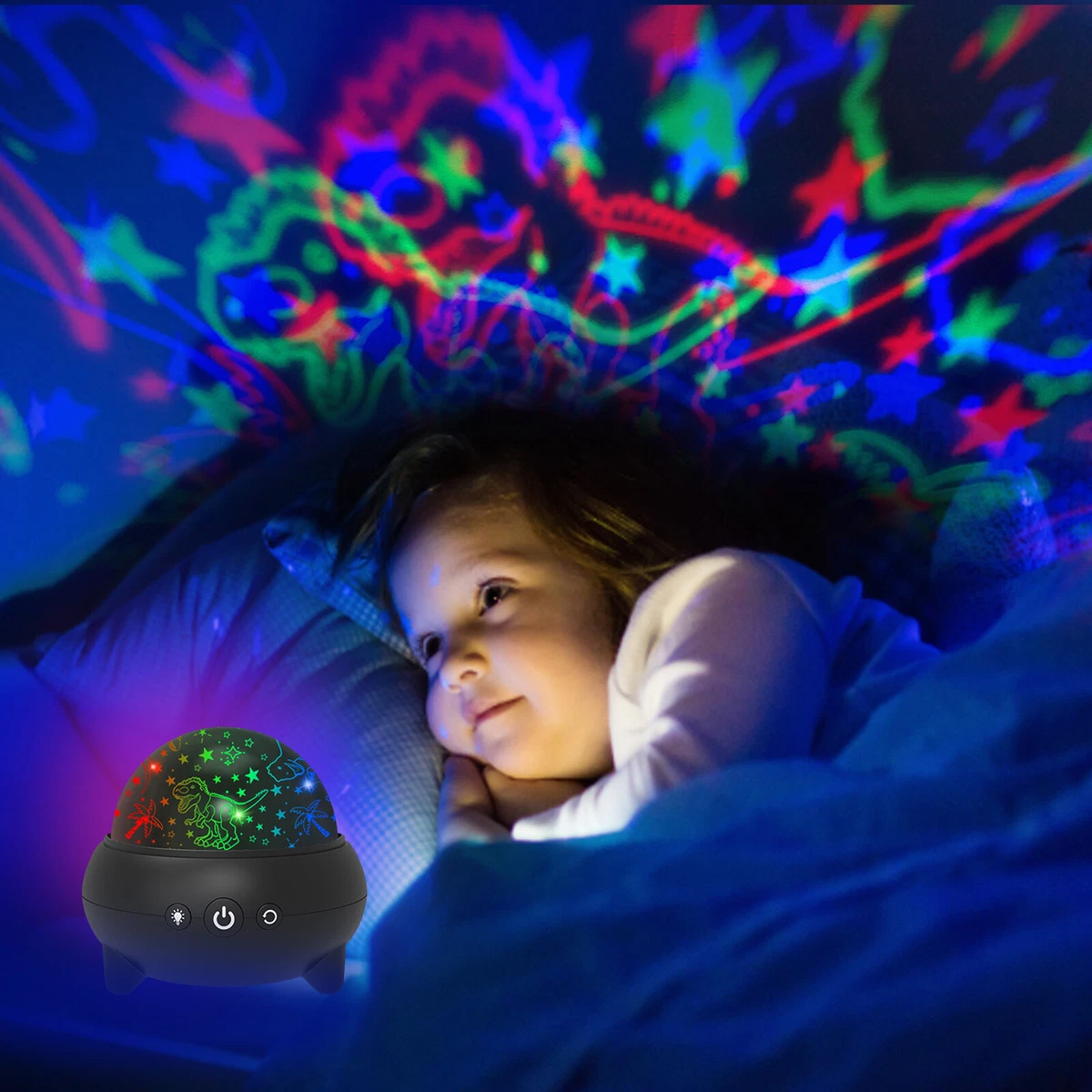 LED Dinosaur Star Projector Lamp Rotating Projection Nightlight