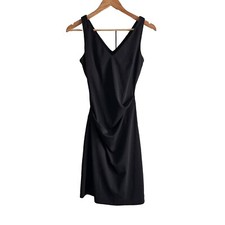 Nicole Miller Matte Little Black Dress Size 2 Slim Stretchy Mini V-neck Pullover