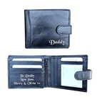 Mens Personalised Engraved Real Soft Leather Wallet Fathers Day Gift Dad Grandad