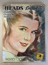 Vtg 1950's HEADS FROM LIFE Charcoal Pencil Walter T. Foster Art Instruction Book