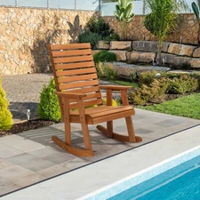 Outdoor Patio Rocking Chair Oversized Porch Rocker with High Back Easy-Assemble