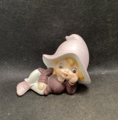 Vintage Homco Ceramic Purple & lavender Girl Pixie Elf Figurine