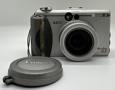 Canon PowerShot G3 4.0MP Digital Camera Silver PARTS OR REPAIR With Cap
