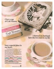 Print Ad 1989 General Foods Internationals Coffees Cafe Vienna Two Men in Life