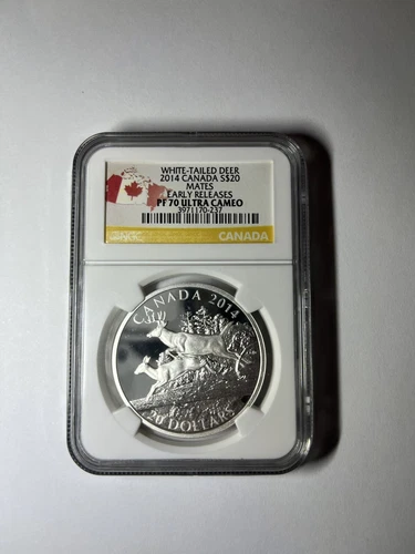 2014 Canada White-Tailed Deer Mates Fine Silver 20 Dollars NGC PF 70
