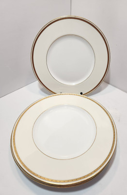 Antique Mintons England H3251 Gold Embossed Cream Rim Dinner Plates Set Of 5