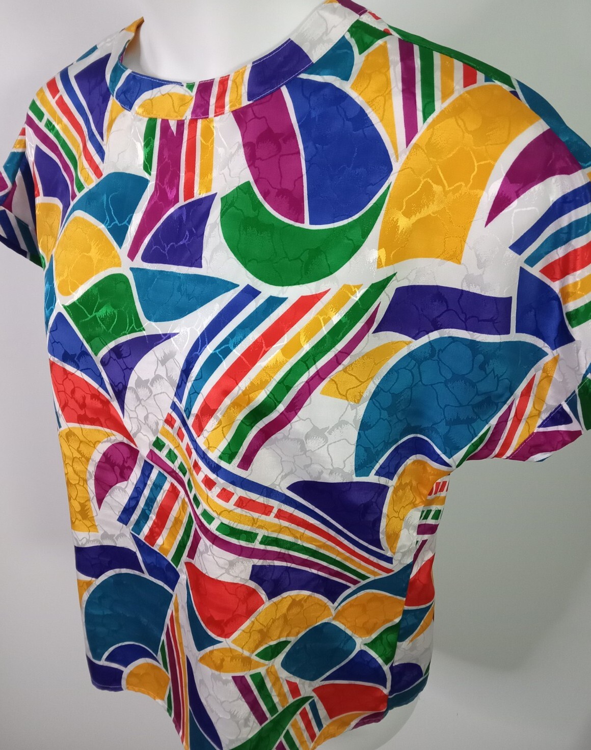 SAINT LAURENT Camicia YVES ST CLAIR donna 12 seta poliestere raso manica corta colorata vintage