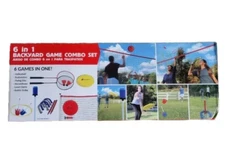 NEW MD Sports 6 in 1 Backyard Game Combo Set, Volleyball, Badminton, Flying Disc