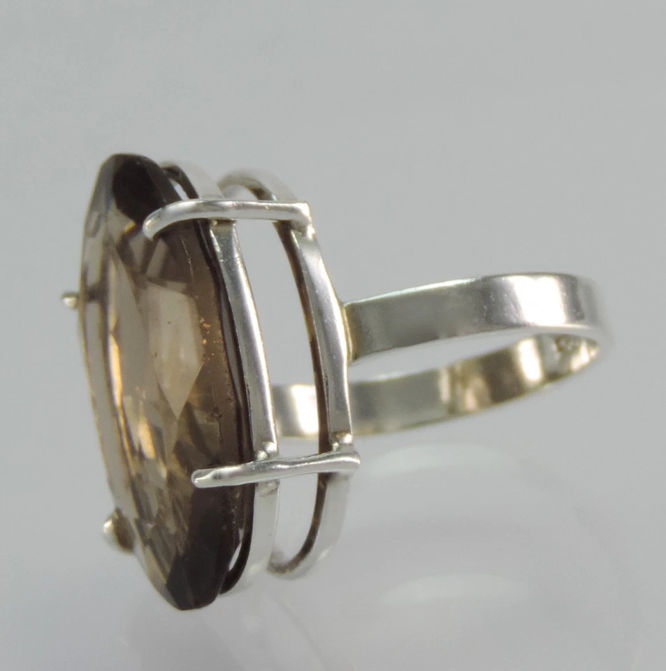 Solitär-Ring - mit großem Rauchquarz/ 925er Silber Ringgröße 56 (17,8 mm Ø) - Bild 3 von 4