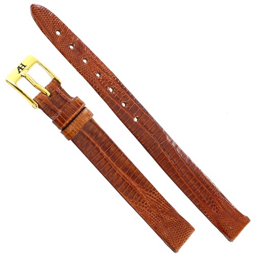 12mm Alfred Hammel Honey Tan Flat Genuine Teju Lizard Ladies Watch Band Regular - Picture 3 of 4