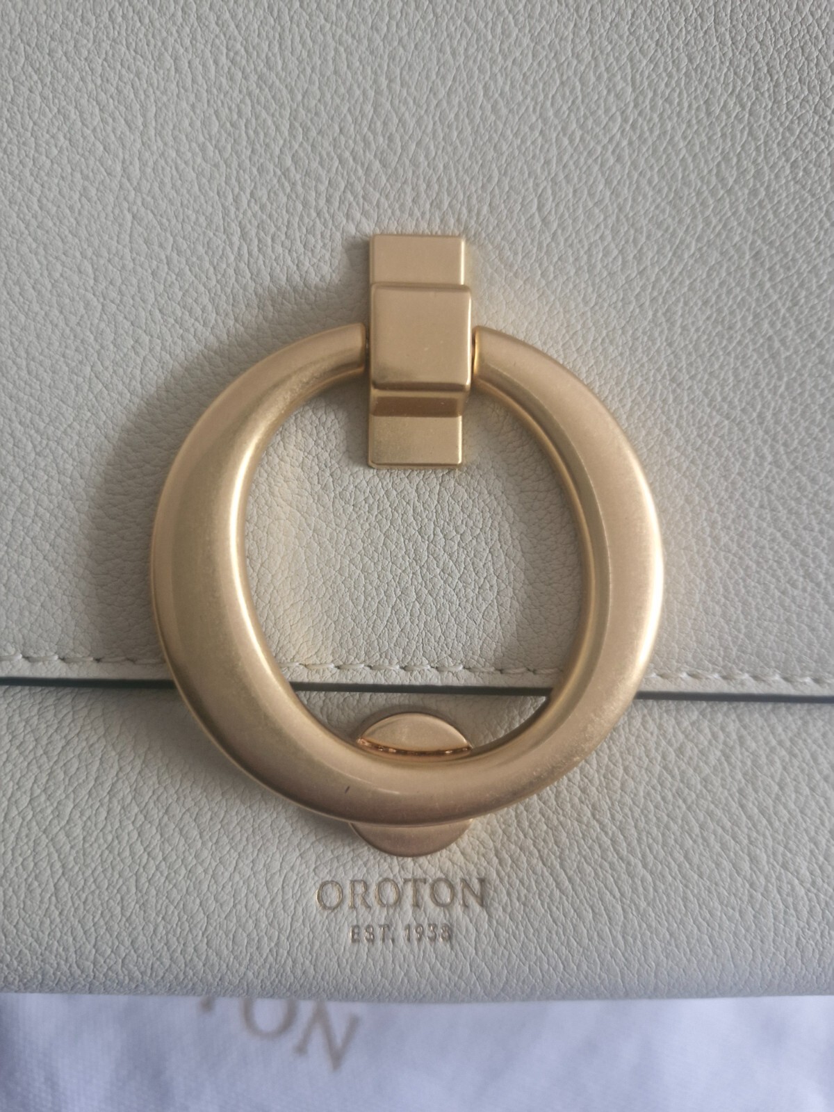 Oroton Alexa Crossbody in Parchment White clutch shoulder bag with